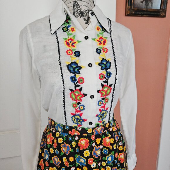 Vintage 70's Bobbie Brooks Mod Shirt and Maxi Skirt Set  S-2/4 - Picture 4 of 12